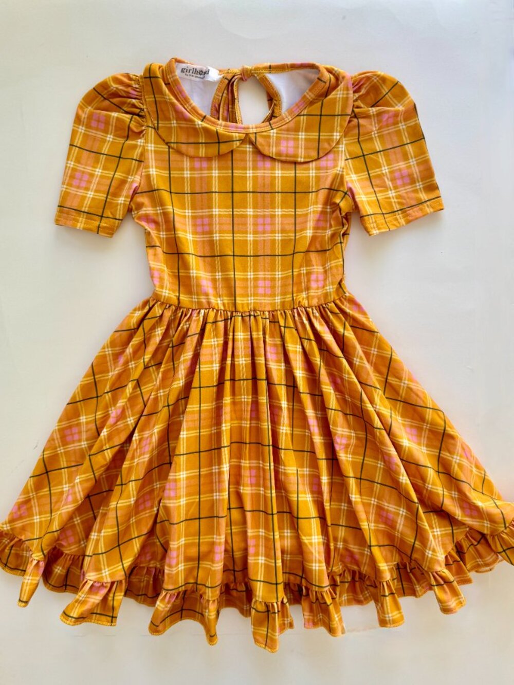 NWT Girlhood by Little Stocking Co Girls Plaid Dress Sz 6 Peter Pan Collar